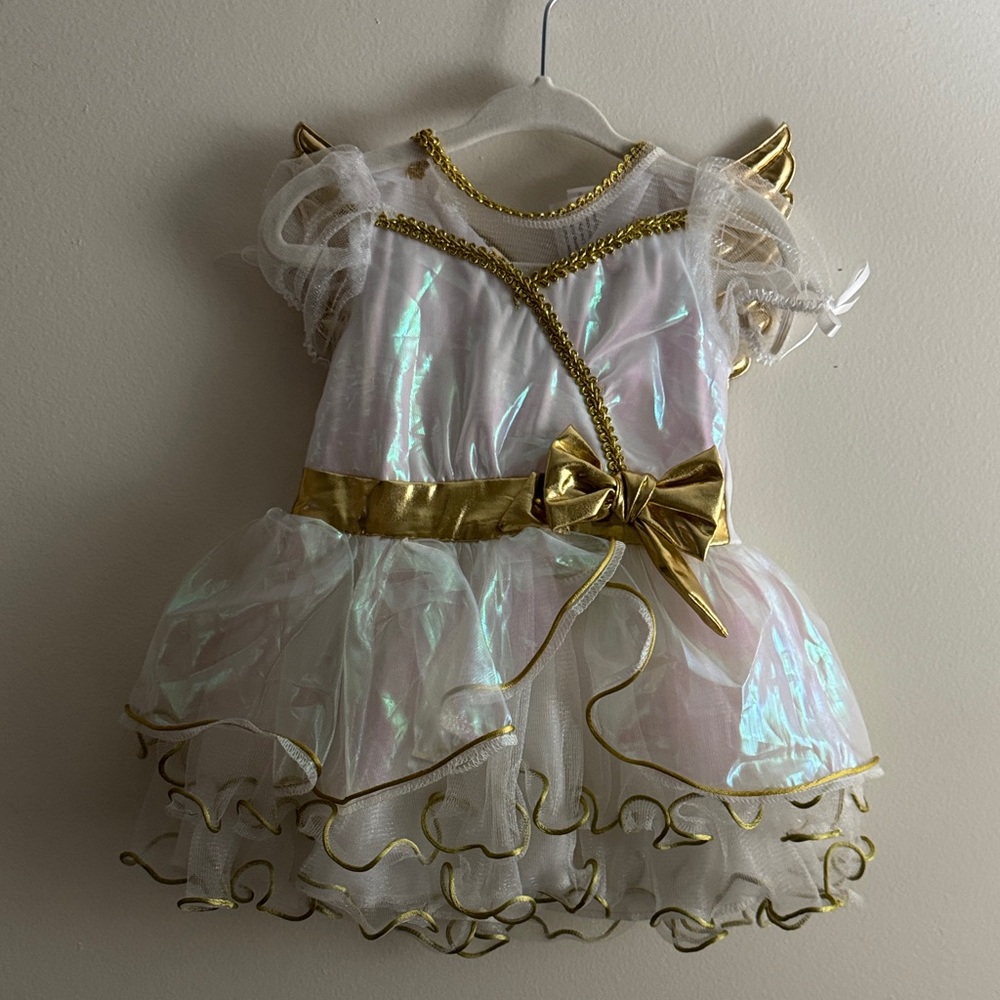 Sparkling Gold and White Fairy Dress for Kids